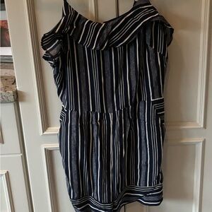 LOFT Navy and White Patterned Romper